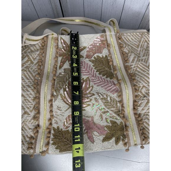 America And Beyond Sequin Embellished Floral Hand Beaded Crossbody Bag Tote - Picture 9 of 10